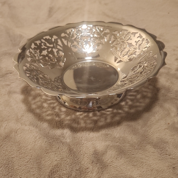 krome kraf Other - KROME KRAF Art Deco Silver Decorative Bowl. With Scalloped Edging Ornate Design